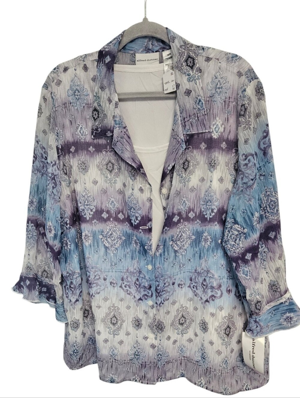 Alfred Dunner Blue & Purple Ombre Printed Button-Up Blouse